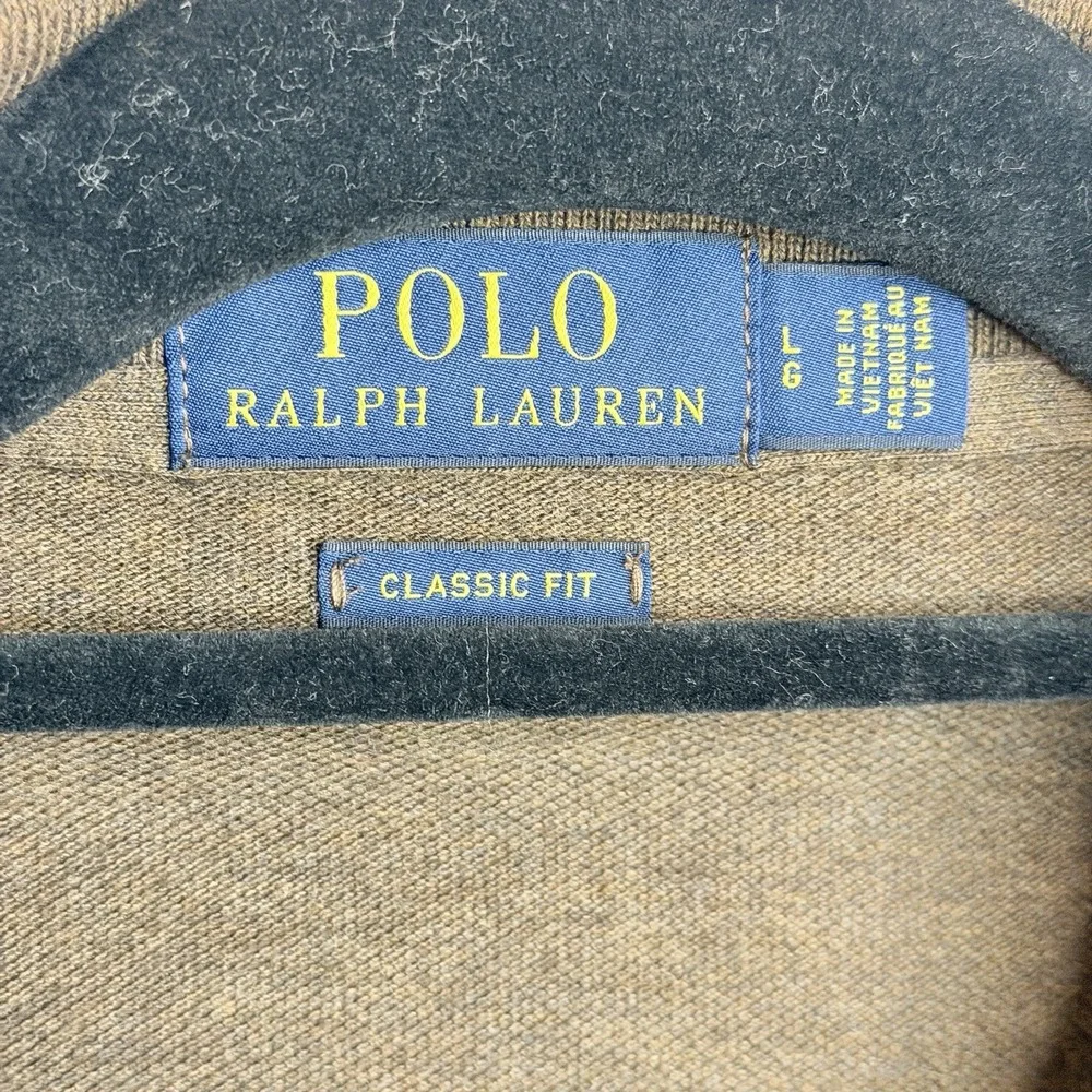 Polo Ralph Lauren Mens L Brown Classic Fit Cotton Polo Shirt White Pony Logo